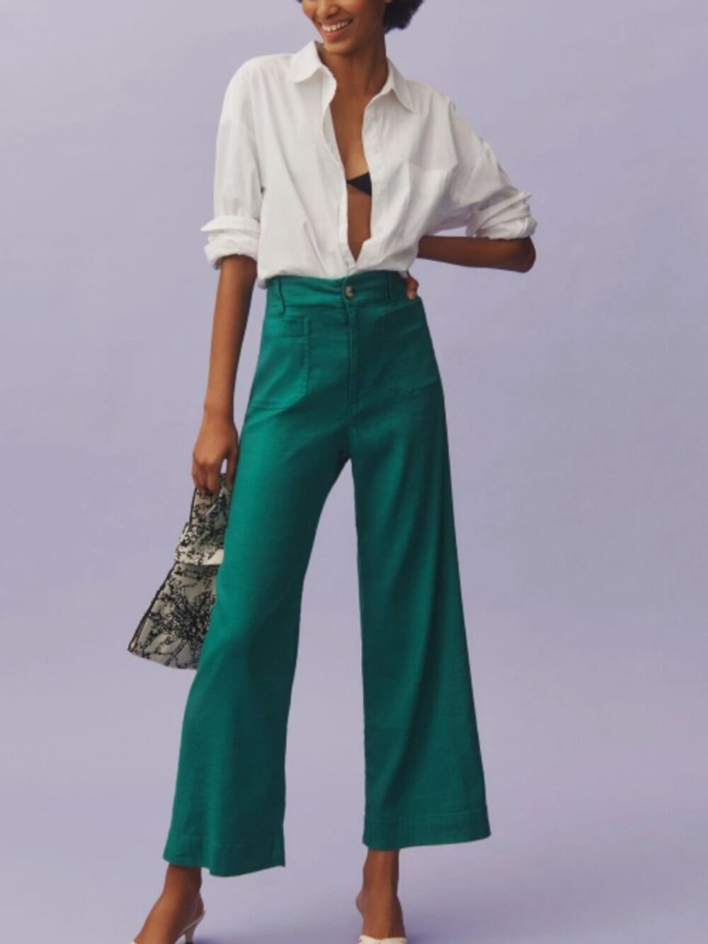 Anthropologie Maeve The Colette Cropped Wide-Leg Pants Size 25 36783 - Picture 2 of 14